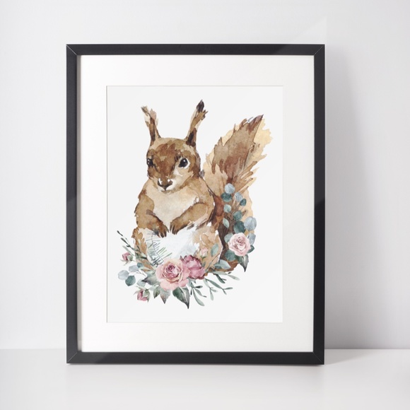Squirrel Wall Art Watercolor Illustration Print Poster Unframed - Picture 4 of 10